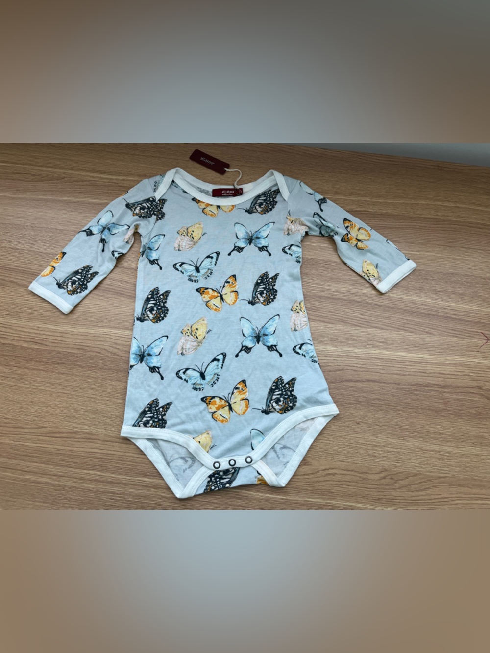 MILKBARN Butterfly Bamboo Snap Baby Romper 6-12 Months NWT Bamboo Rayon
